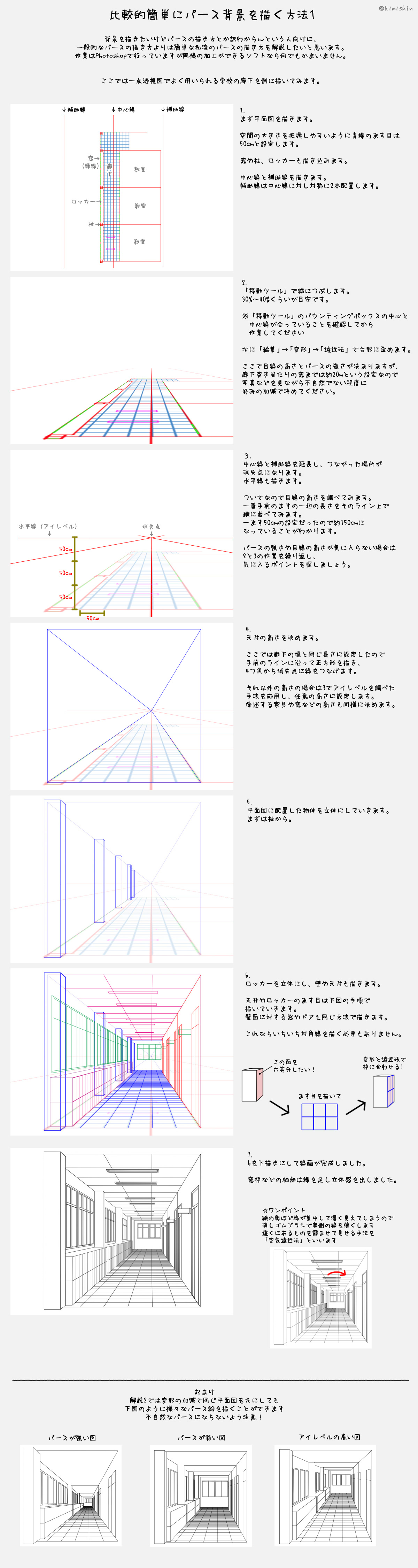 イラスト講座 比較的簡単にパース背景を描く方法 Kimix Gogo